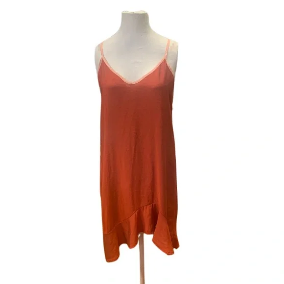 ❤️❤️❤️ SOLD ❤️❤️❤️ LACAUSA Anthropologie Orange Ruffle Asymmetrical Dress - Picture 2 of 4
